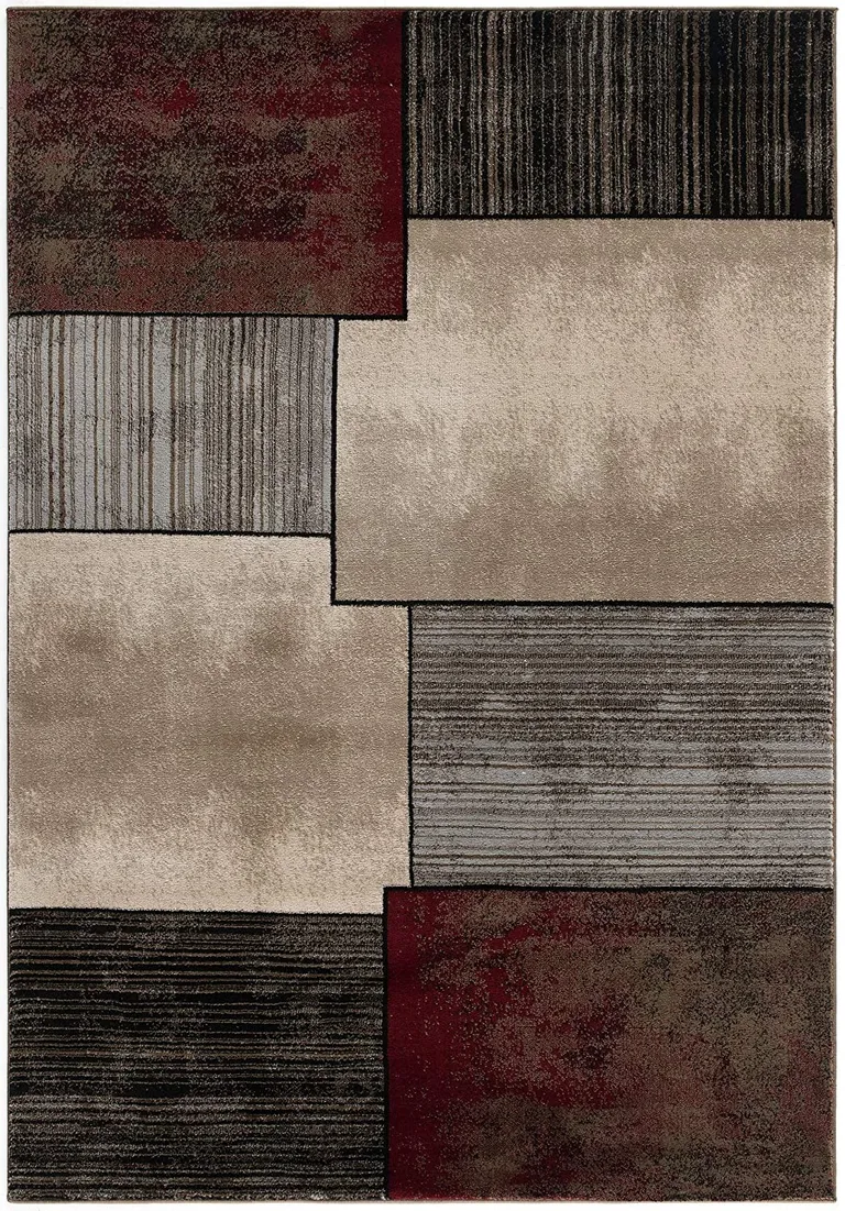 Brown Overlapped Blocks Area Rug Photo 1