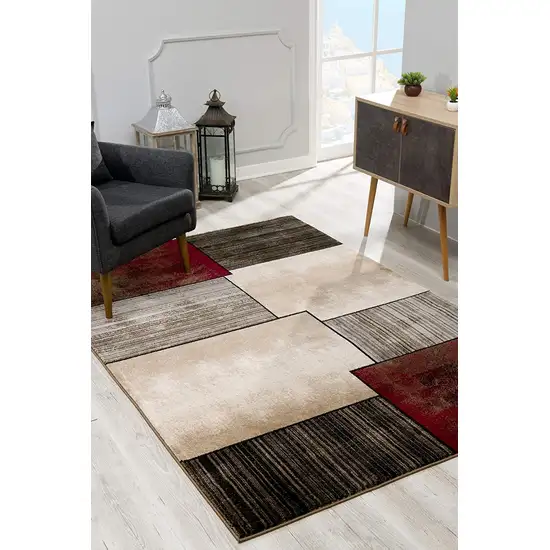 Brown Overlapped Blocks Area Rug Photo 5