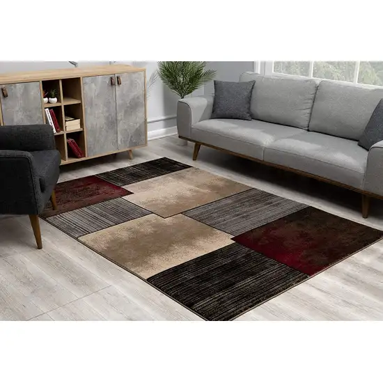 Brown Overlapped Blocks Area Rug Photo 8