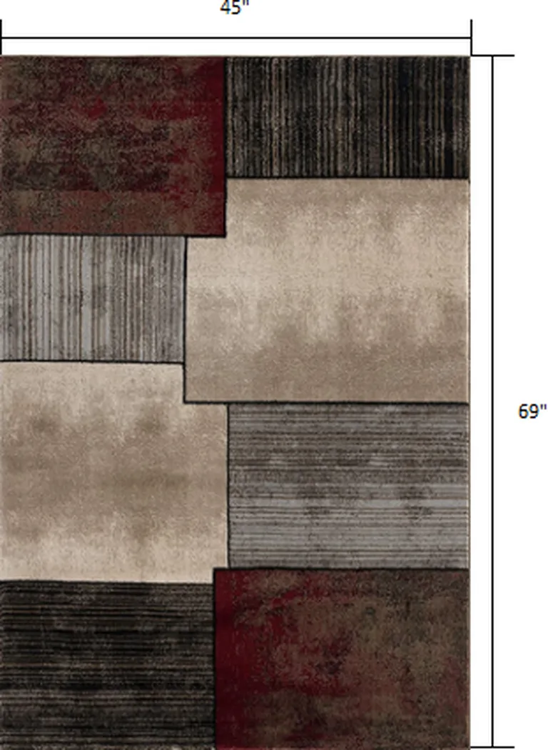 Brown Overlapped Blocks Area Rug Photo 3