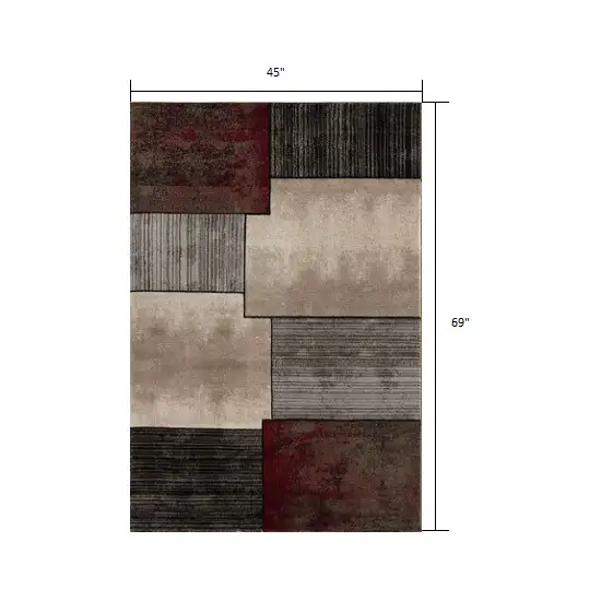 Brown Overlapped Blocks Area Rug Photo 3