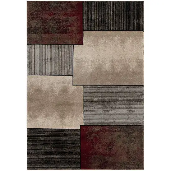 Brown Overlapped Blocks Area Rug Photo 1