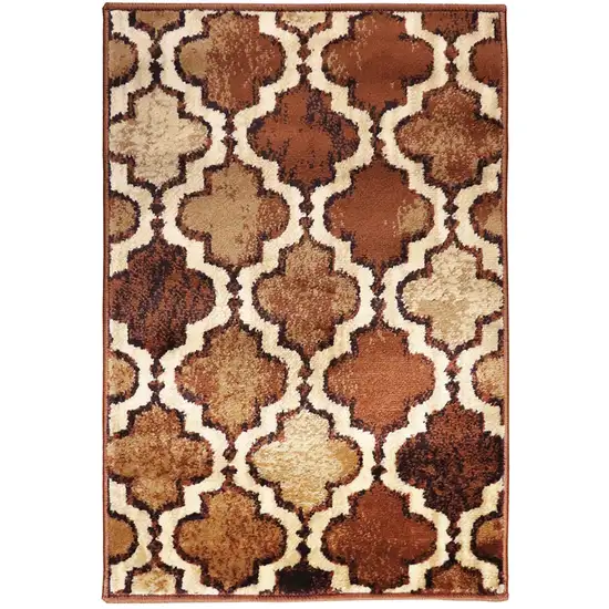 Brown Quatrefoil Power Loom Distressed Stain Resistant Area Rug Photo 1