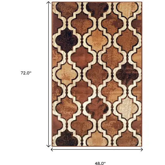 Brown Quatrefoil Power Loom Distressed Stain Resistant Area Rug Photo 8