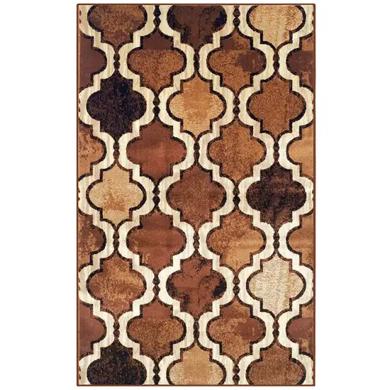 Brown Quatrefoil Power Loom Distressed Stain Resistant Area Rug Photo 1