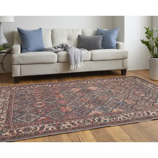 Brown Red And Ivory Floral Power Loom Area Rug Photo 9