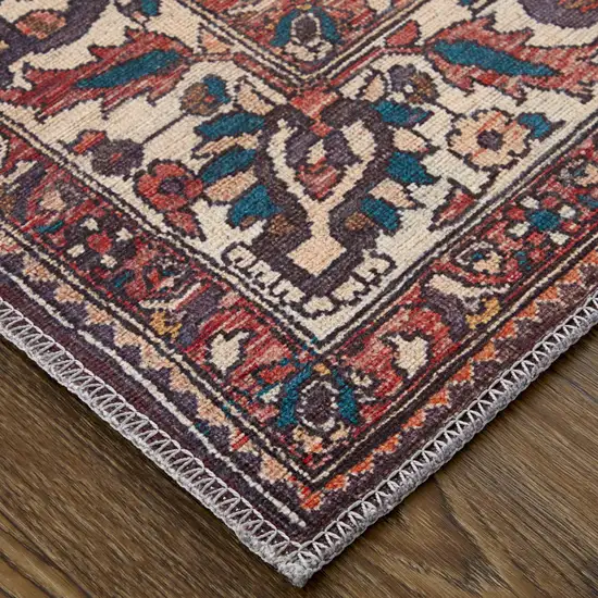 Brown Red And Ivory Floral Power Loom Area Rug Photo 5