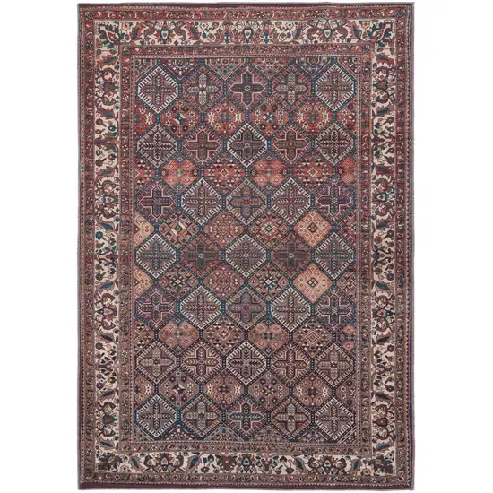 Brown Red And Ivory Floral Power Loom Area Rug Photo 1