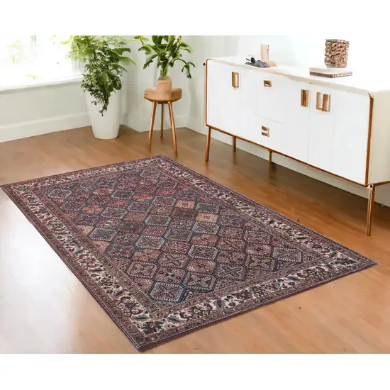 Brown Red And Ivory Floral Power Loom Area Rug Photo 1