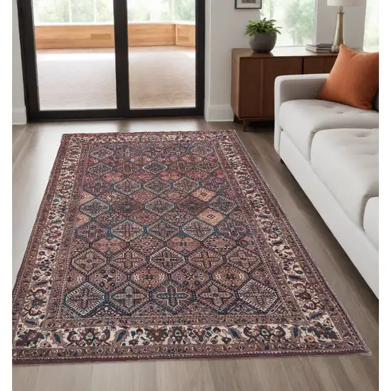 Brown Red And Ivory Floral Power Loom Area Rug Photo 1