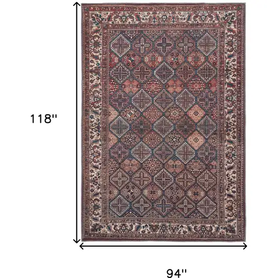 Brown Red And Ivory Floral Power Loom Area Rug Photo 4