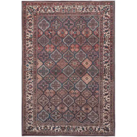 Brown Red And Ivory Floral Power Loom Area Rug Photo 1