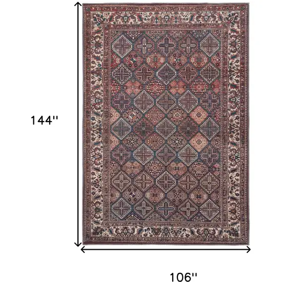 Brown Red And Ivory Floral Power Loom Area Rug Photo 3