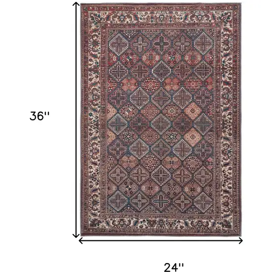 Brown Red And Ivory Floral Power Loom Area Rug Photo 3