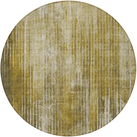 Brown Round Striped Washable Non Skid Indoor Outdoor Area Rug Photo 6