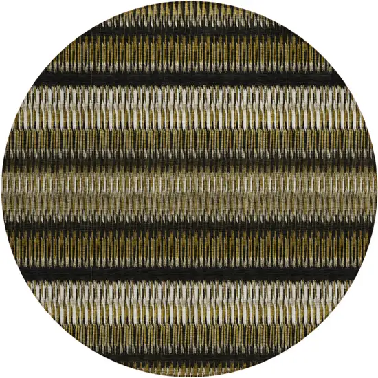 Brown Round Striped Washable Non Skid Indoor Outdoor Area Rug Photo 2