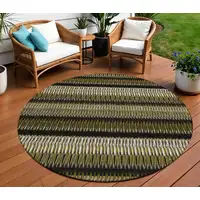 Photo of Brown Round Striped Washable Non Skid Indoor Outdoor Area Rug