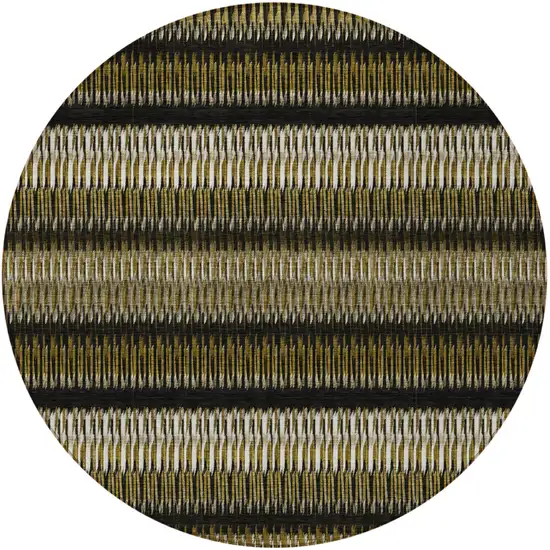 Brown Round Striped Washable Non Skid Indoor Outdoor Area Rug Photo 5