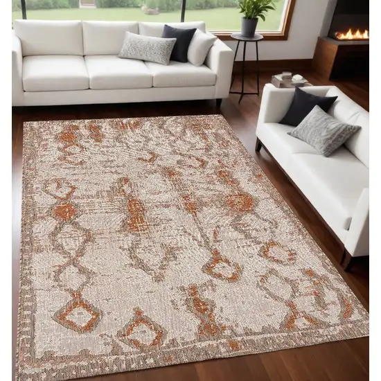 Beige and Brown Abstract Area Rug Photo 1