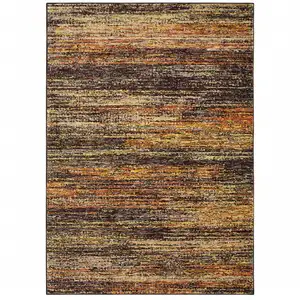 Photo of Brown Rust Red Gold Orange And Tan Abstract Power Loom Stain Resistant Area Rug