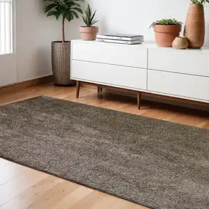 Photo of Brown Shag Hand Tufted Area Rug