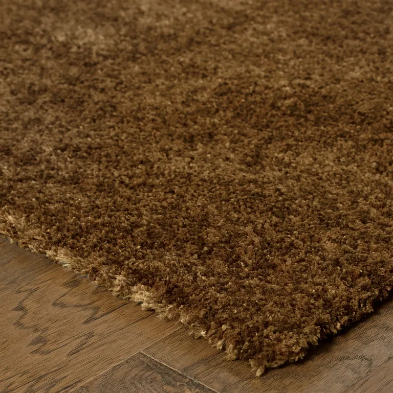 Brown Shag Tufted Handmade Stain Resistant Area Rug Photo 3