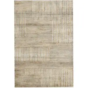 Photo of Brown Striped Hand Woven Area Rug