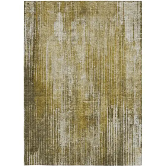 Brown Ivory And Taupe Striped Washable Indoor Outdoor Area Rug Photo 6