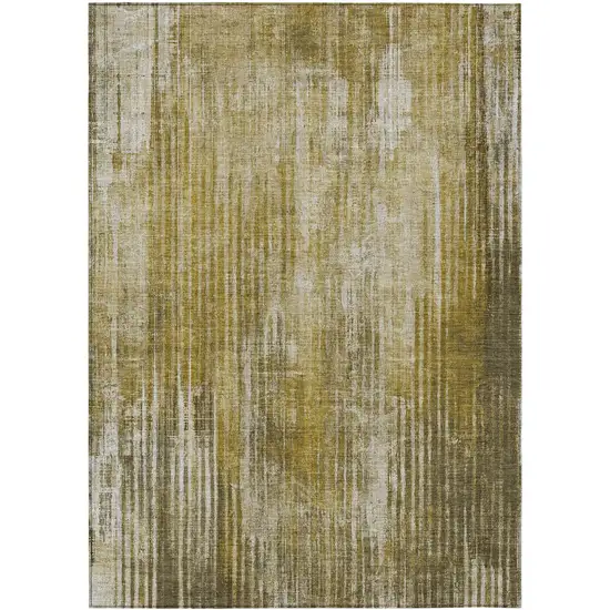 Brown Ivory And Taupe Striped Washable Indoor Outdoor Area Rug Photo 2