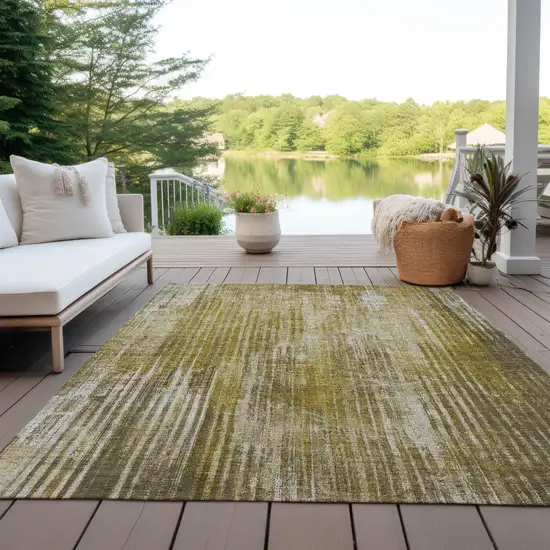 Brown Striped Washable Non Skid Indoor Outdoor Area Rug Photo 7