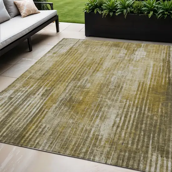 Brown Striped Washable Non Skid Indoor Outdoor Area Rug Photo 1