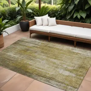 Photo of Brown Striped Washable Non Skid Indoor Outdoor Area Rug