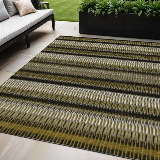 Brown Striped Washable Non Skid Indoor Outdoor Area Rug Photo 1