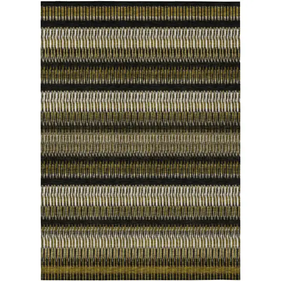 Brown Ivory And Black Striped Washable Indoor Outdoor Area Rug Photo 2