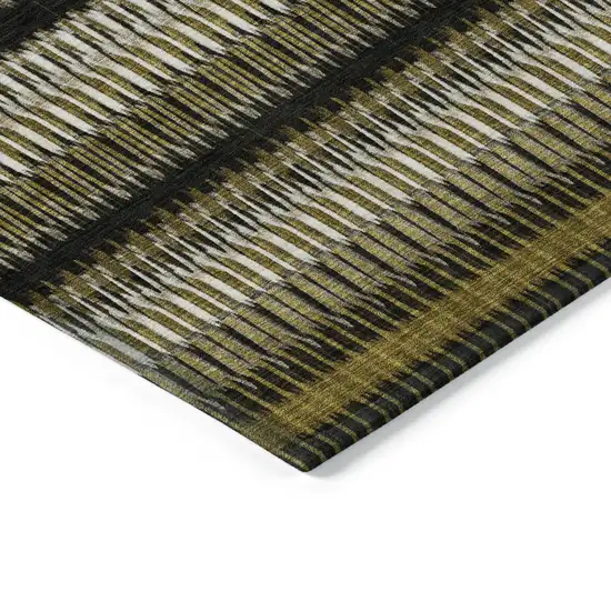 Brown Striped Washable Non Skid Indoor Outdoor Area Rug Photo 5