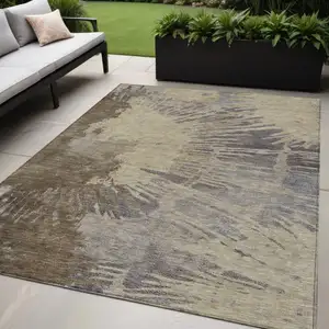 Photo of Brown Tan And Beige Abstract Washable Indoor Outdoor Area Rug