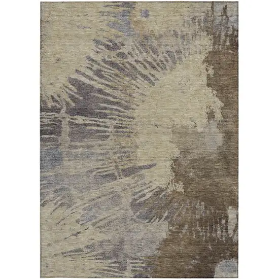 Brown Tan And Beige Abstract Washable Indoor Outdoor Area Rug Photo 7