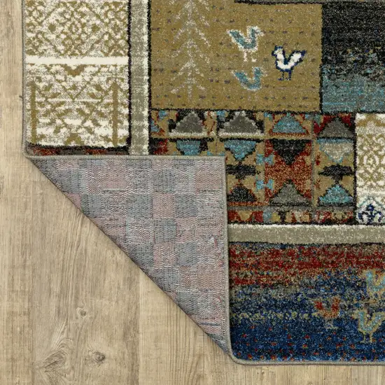 Brown Tan And Blue Patchwork Area Rug Photo 9