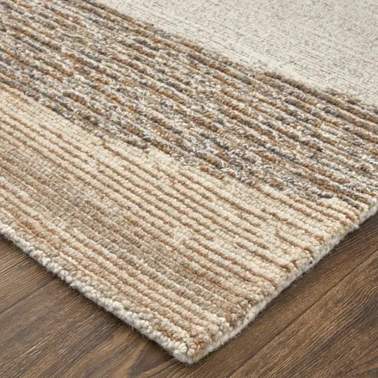 Brown Tan and Ivory Wool Abstract Hand Tufted Area Rug Photo 8