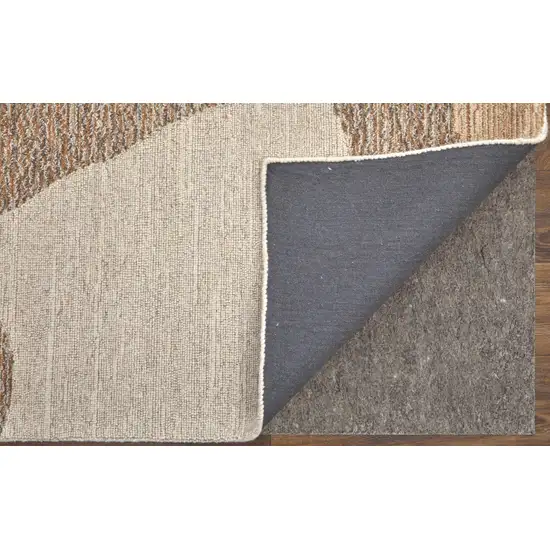 Brown Tan and Ivory Wool Abstract Hand Tufted Area Rug Photo 6