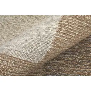 Photo of Brown Tan and Ivory Wool Abstract Hand Tufted Area Rug