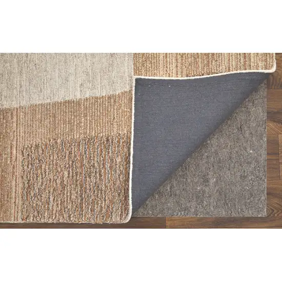 Brown Tan and Ivory Wool Abstract Hand Tufted Area Rug Photo 9