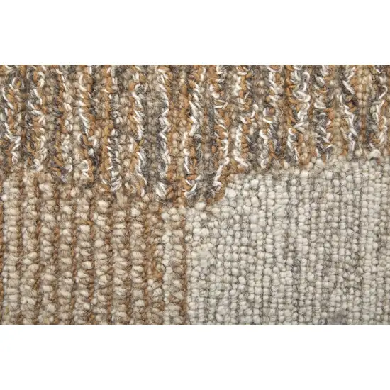 Brown Tan and Ivory Wool Abstract Hand Tufted Area Rug Photo 4