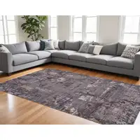 Photo of Brown Tan and Orange Abstract Power Loom Worn Faded Washable Area Rug