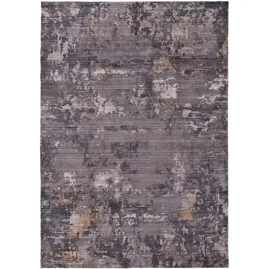 Brown Tan and Orange Abstract Power Loom Worn Faded Washable Area Rug Photo 2