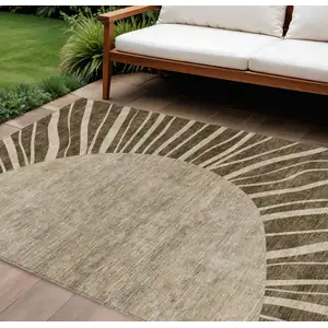 Photo of Brown Taupe And Beige Abstract Washable Indoor Outdoor Area Rug