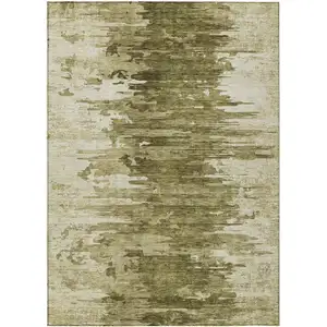 Photo of Brown Taupe And Beige Abstract Washable Indoor Outdoor Area Rug