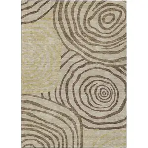 Photo of Brown Taupe And Beige Abstract Washable Indoor Outdoor Area Rug