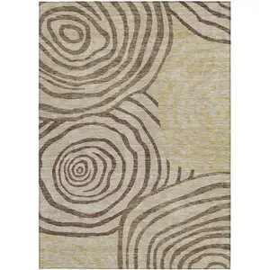 Photo of Brown Taupe And Beige Abstract Washable Indoor Outdoor Area Rug