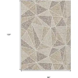 Photo of Brown Taupe And Beige Geometric Washable Indoor Outdoor Area Rug